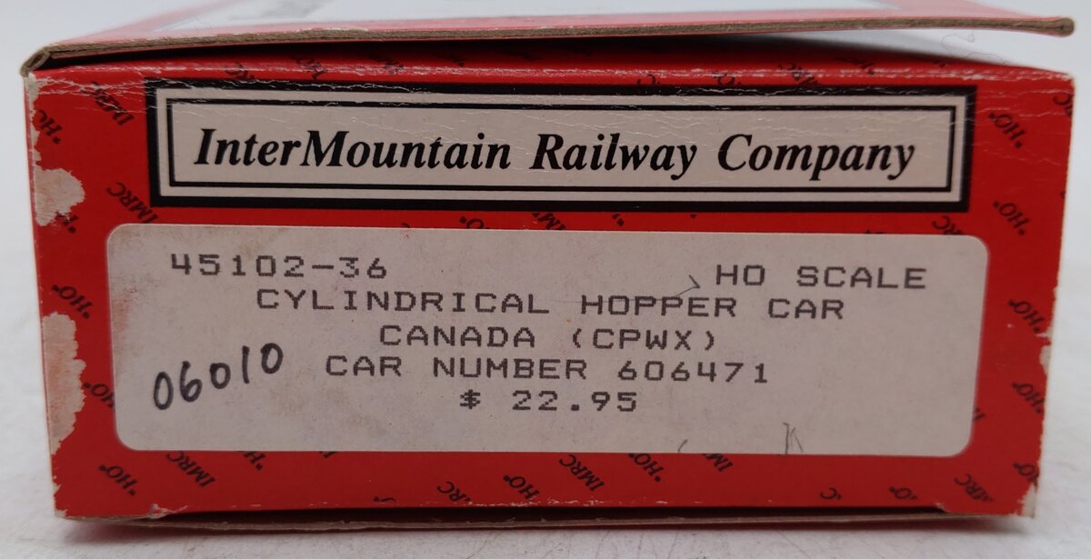 InterMountain 45102-36 HO CPWX Cylindrical Hopper Car #606471 EX/Box