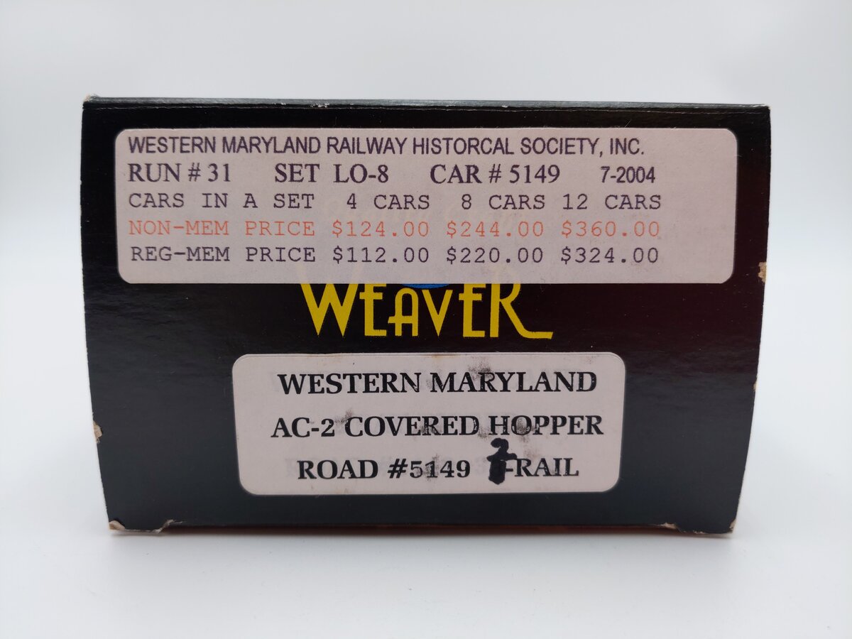 Weaver O Scale Western Maryland "WMRHS' AC-2 Covered Hopper #5149 (2-Rail) EX/Box