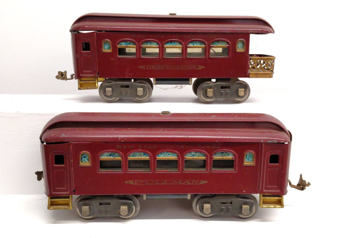 Lionel Standard Gauge Vintage NYC Tinplate Passenger Cars: 35, 36 [2] VG