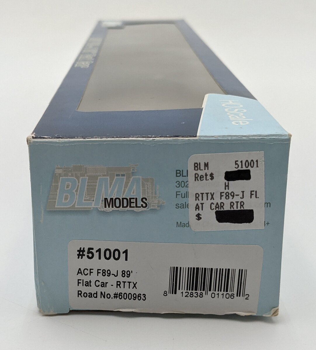 BLMA Models 51001 HO Scale 89' F89-J Flat RTTX Flatcar #600963 NIB