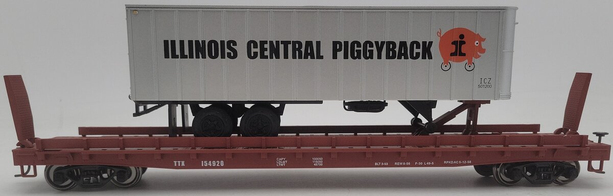 Weaver U23021S O Scale 2-Rail Illinois Central Flat Car #154920 EX/Box