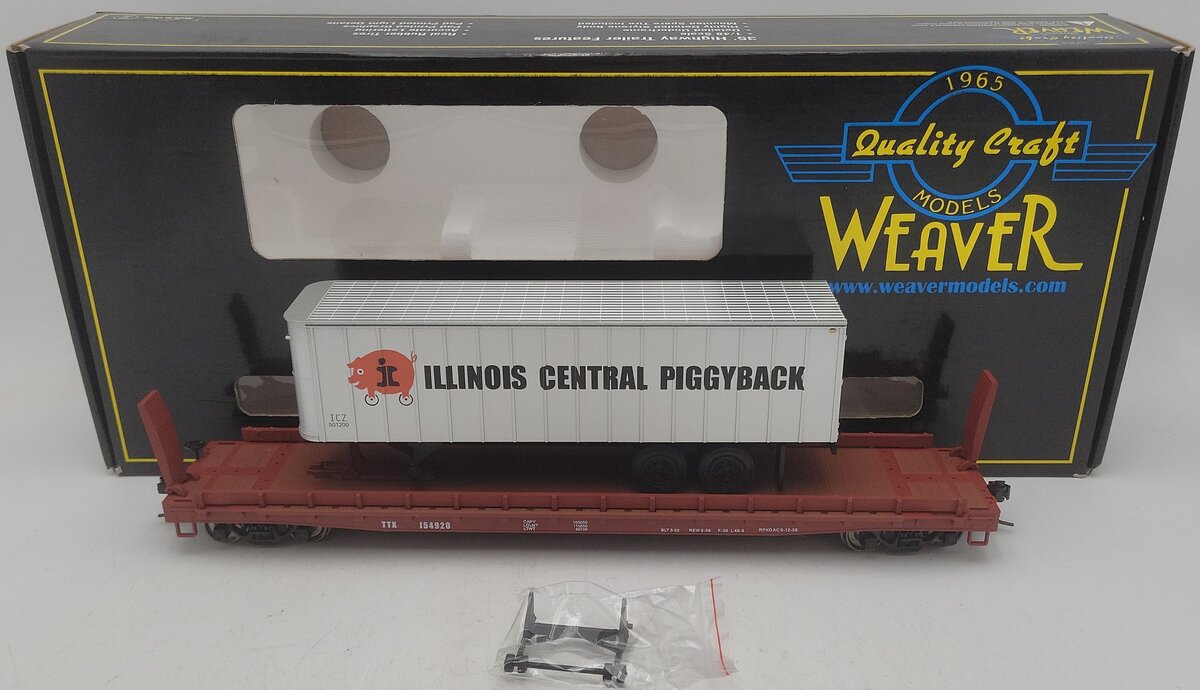 Weaver U23021S O Scale 2-Rail Illinois Central Flat Car #154920 EX/Box
