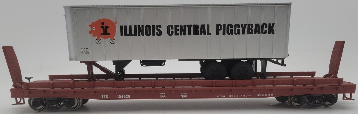 Weaver U23021S O Scale 2-Rail Illinois Central Flat Car #154920 EX/Box