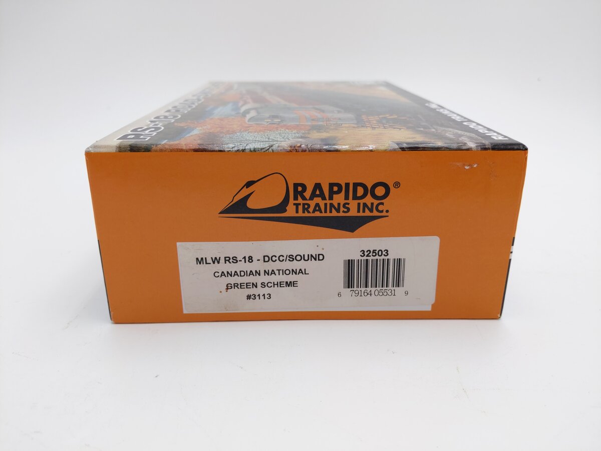 Rapido Trains 32503 HO Canadian National MLW RS-18 Diesel Loco Sound #3113 EX/Box