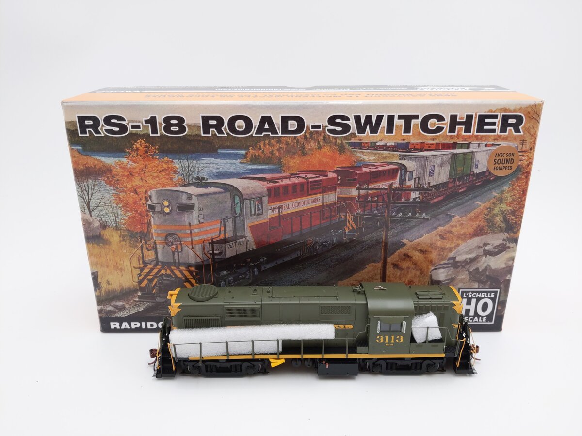 Rapido Trains 32503 HO Canadian National MLW RS-18 Diesel Loco Sound #3113 EX/Box