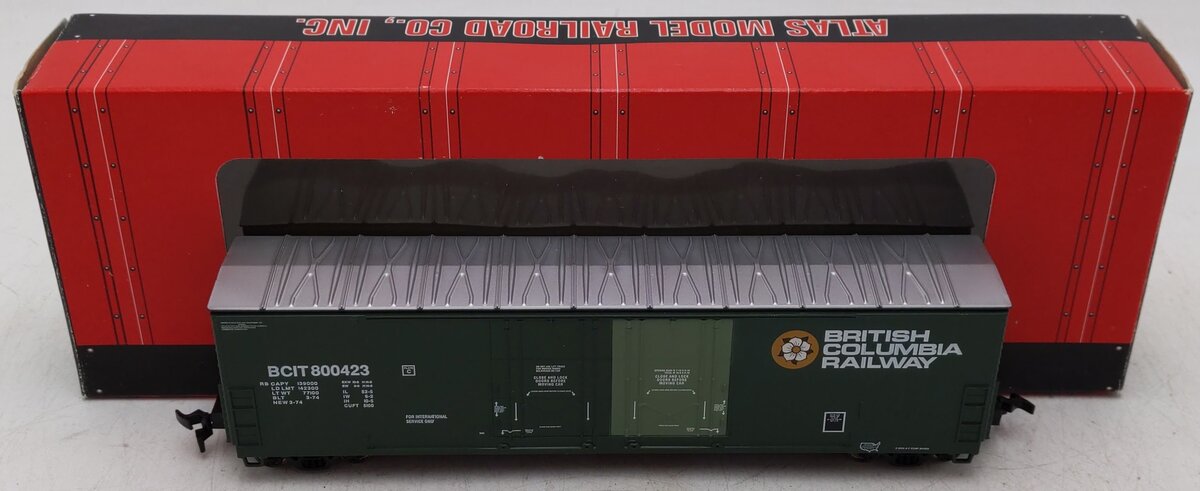 Atlas 1756-2 HO BC Rail Evans Double Plug Door Boxcar #800423 EX/Box
