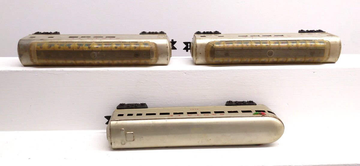 Marx 3152S Vintage O Santa Fe Tinplate Pullman Set #3197, #3152, #3152 VG