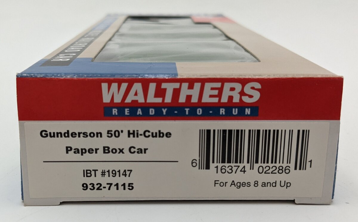 Walthers 932-7115 HO Scale IBT Gunderson 50' Hi-Cube Paper Box Car #19147 NIB