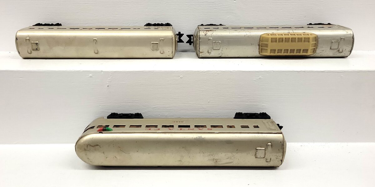 Marx 3152S Vintage O Santa Fe Tinplate Pullman Set #3197, #3152, #3152 VG