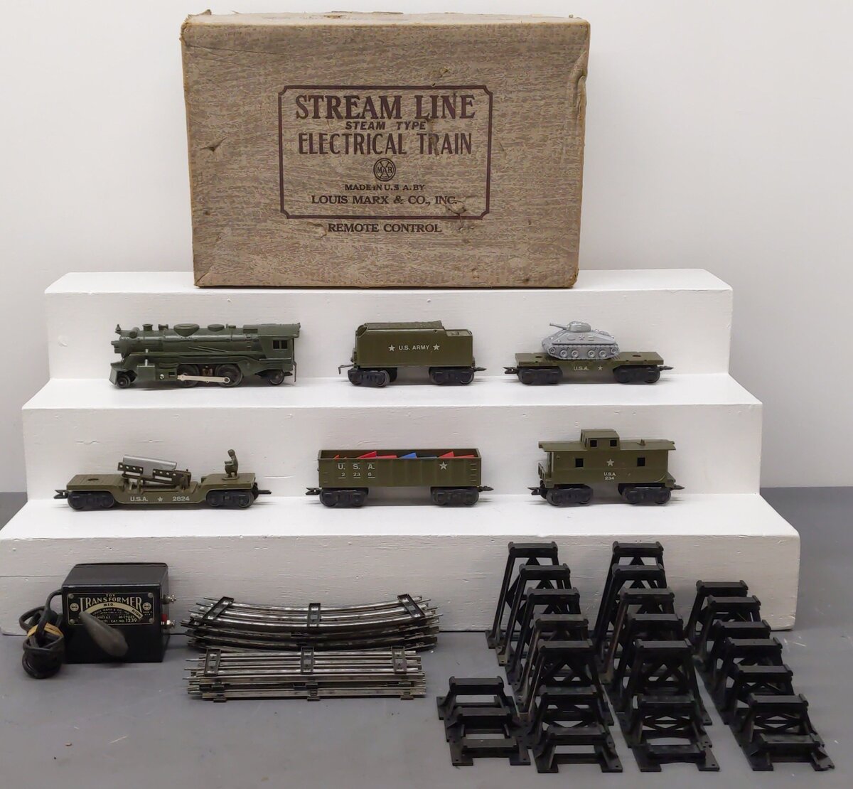 Marx 52975 Vintage O Gauge USA Military Post War Electric Train Set VG/Box