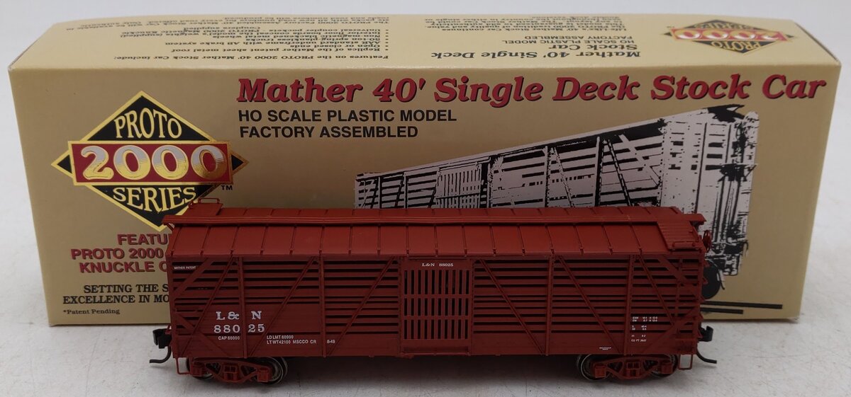 Proto 2000 88025 HO Scale L&N 40' Single Deck Stock Car EX/Box