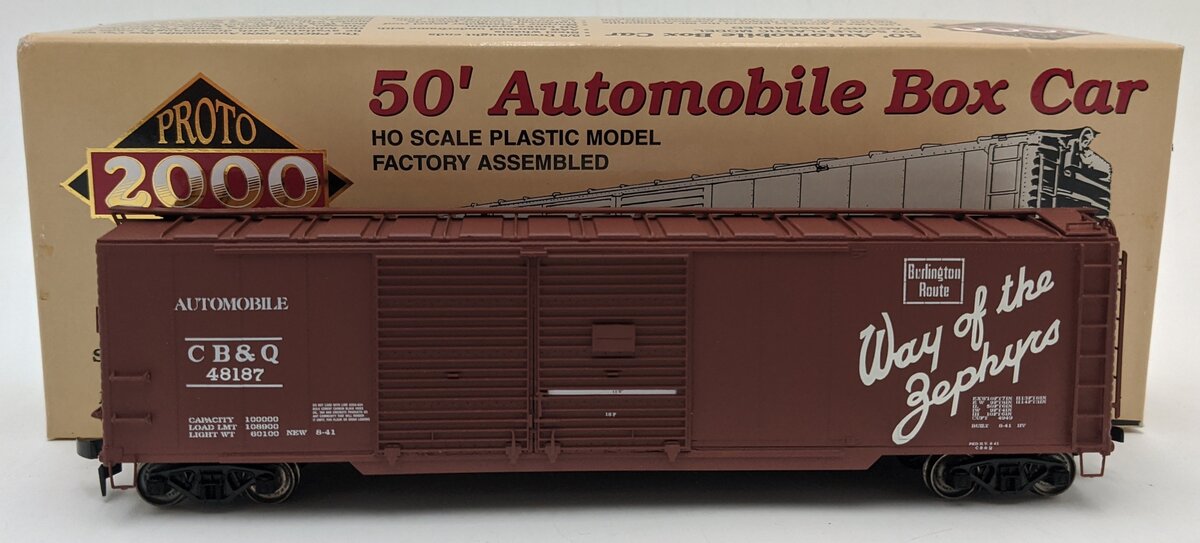 Proto 2000 587017 HO CB&Q 50' Automobile Boxcar W/Dreadnaught Ends #48187 LN/Box