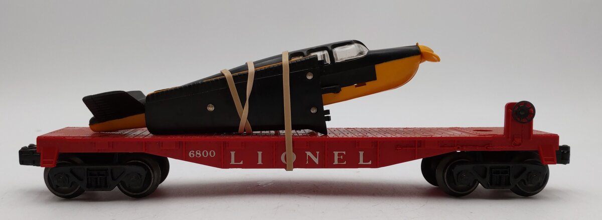 Lionel 6800 Vintage O Flatcar with Black over Yellow Airplane EX/Box