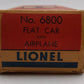 Lionel 6800 Vintage O Flatcar with Black over Yellow Airplane EX/Box