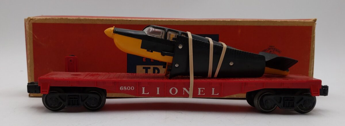 Lionel 6800 Vintage O Flatcar with Black over Yellow Airplane EX/Box