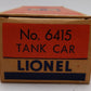 Lionel 6415 Vintage O Sunoco Triple Dome Tank Car- 8000 Gallon EX/Box