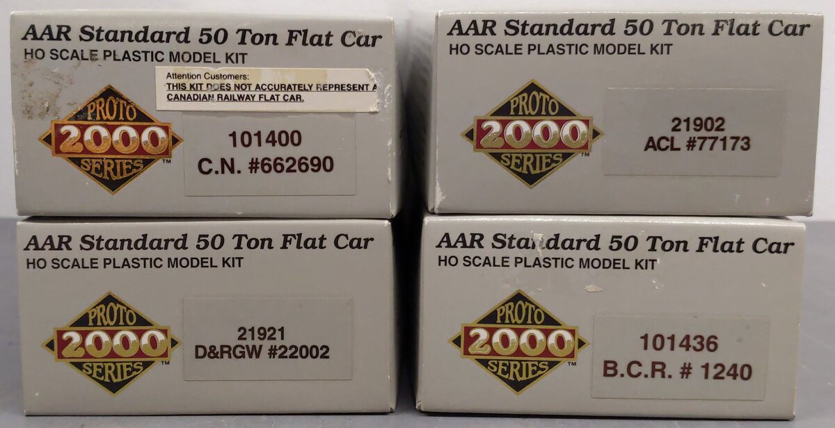 Proto 2000 HO Assorted ARR Standard 50-Ton Flat Car Kits [4] LN/Box