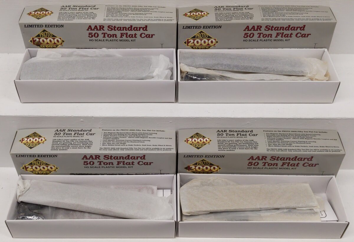 Proto 2000 HO Assorted ARR Standard 50-Ton Flat Car Kits [4] LN/Box