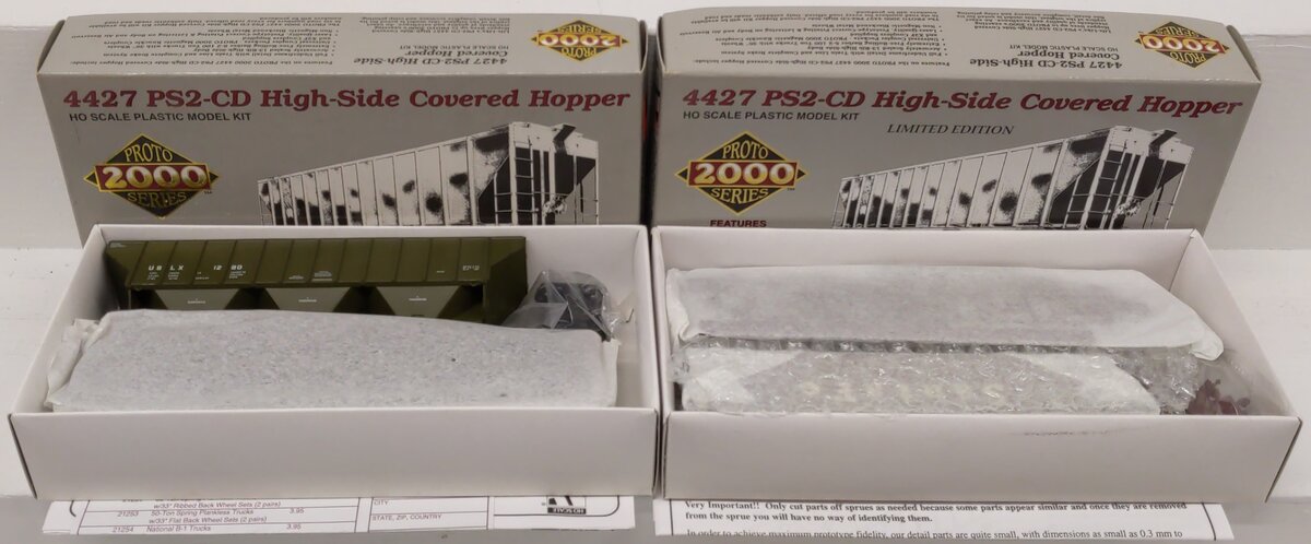 Proto 2000 HO Scale 4427 PS2-CD High-Side Covered Hopper Kits: 21865 & 21871 [2] LN/Box