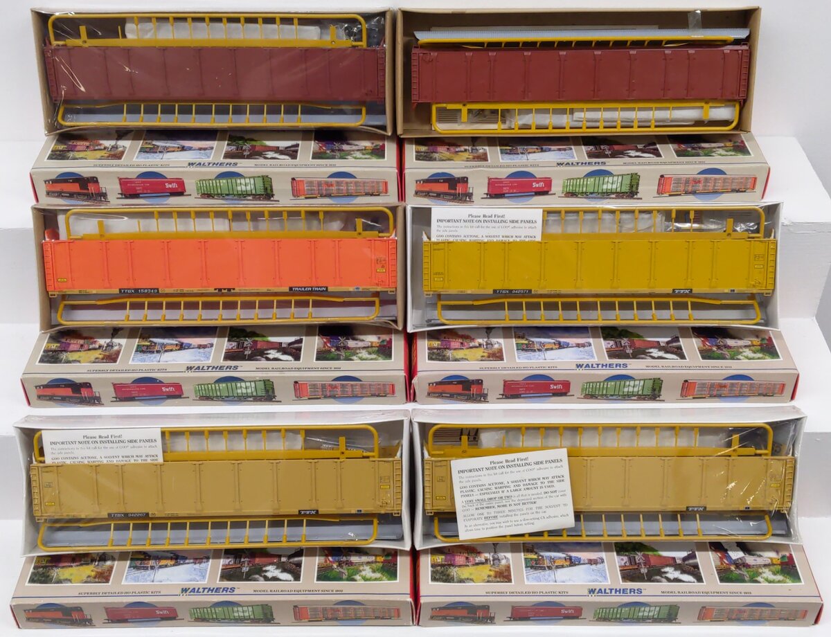 Walthers HO Scale Assorted 89' Enclosed Auto Carrier Kits [6] LN/Box