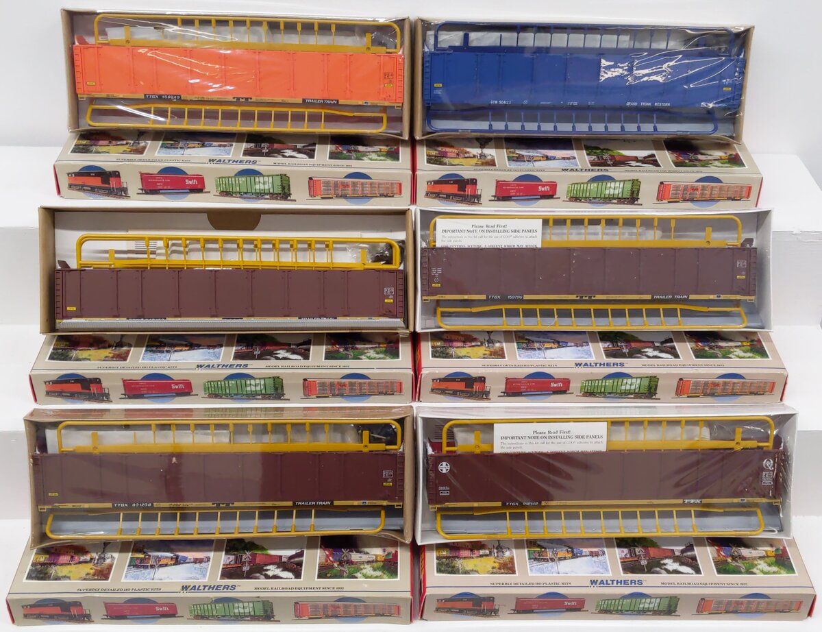 Walthers HO Scale Assorted 89' Enclosed Auto Carrier Kits [6] LN/Box