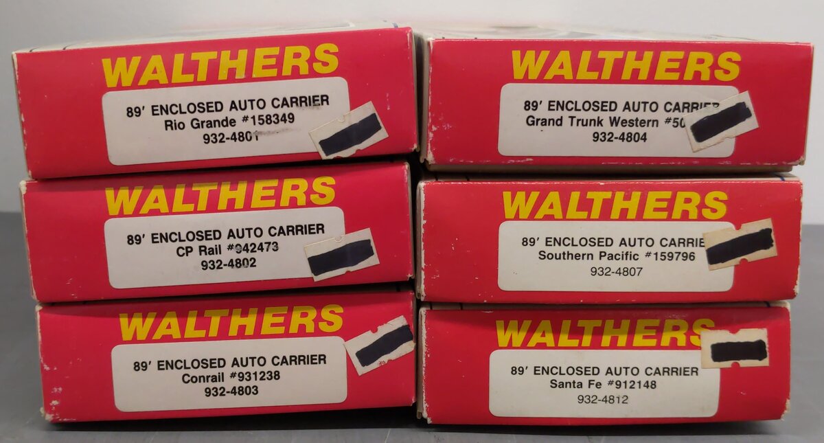 Walthers HO Scale Assorted 89' Enclosed Auto Carrier Kits [6] LN/Box