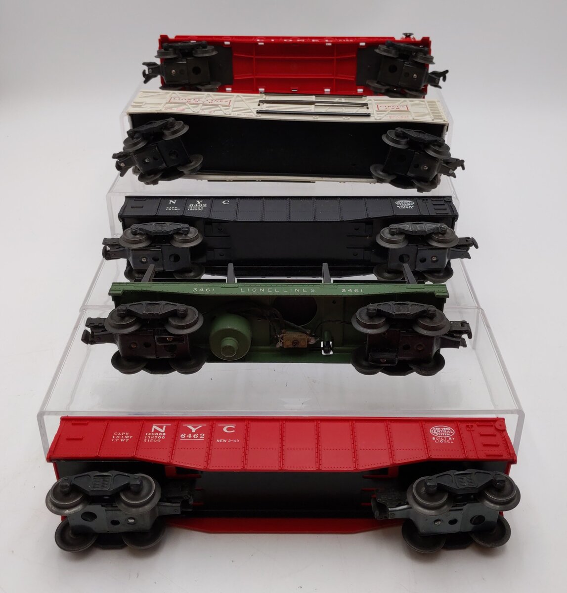Lionel O Gauge Freight Cars 6376, 6430, 6462, 6462, 3461X [5] VG/Box