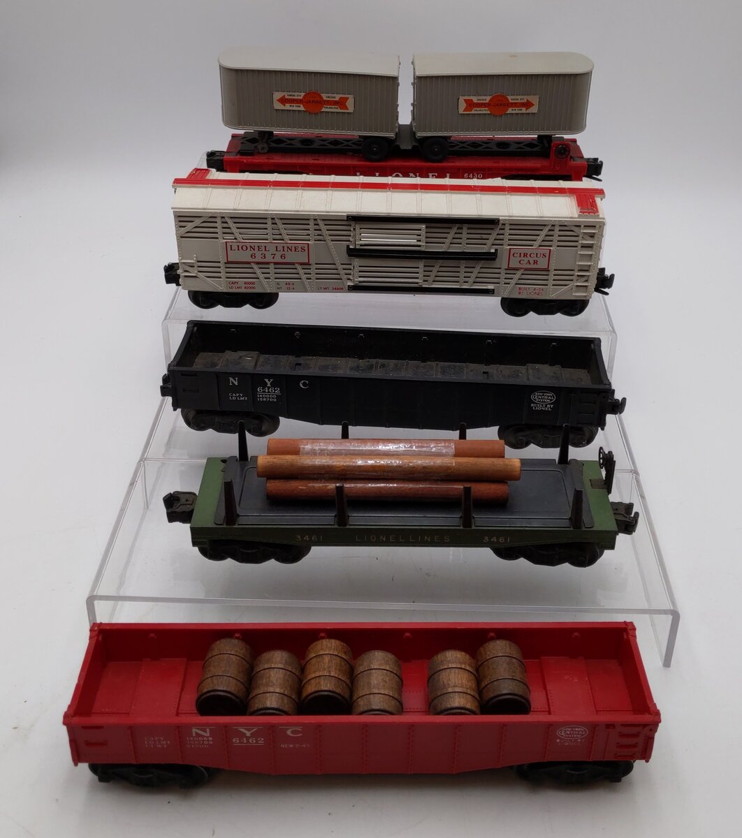 Lionel O Gauge Freight Cars 6376, 6430, 6462, 6462, 3461X [5] VG/Box