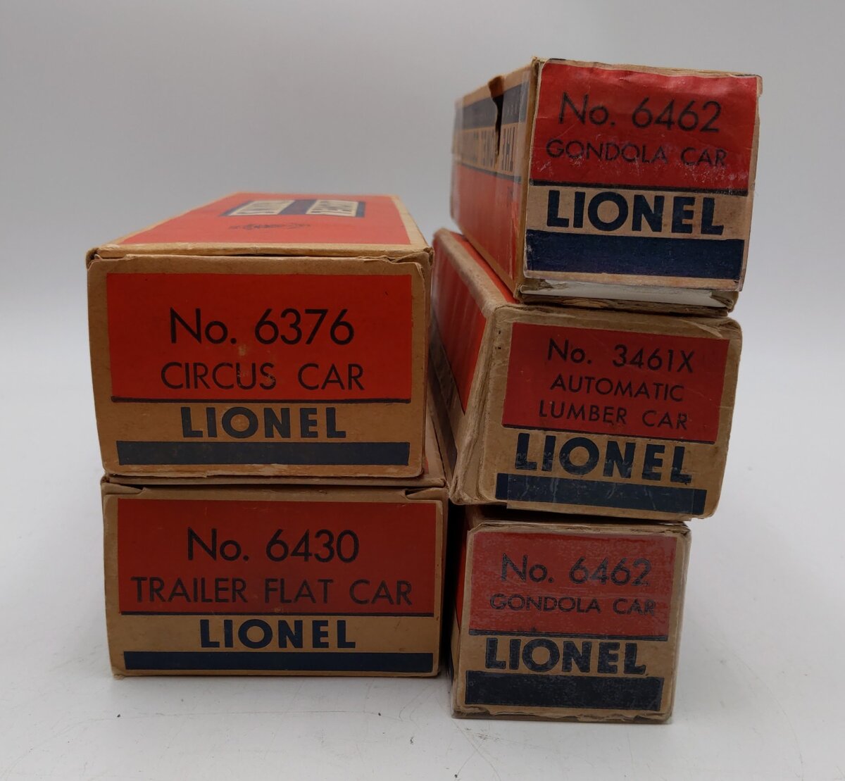 Lionel O Gauge Freight Cars 6376, 6430, 6462, 6462, 3461X [5] VG/Box