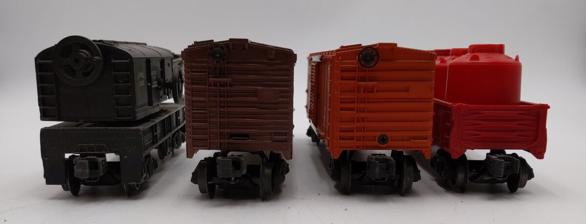 Lionel O Gauge Assorted Freight Cars- 6460, 6464, 6562-1, 6672 [4] VG/Box