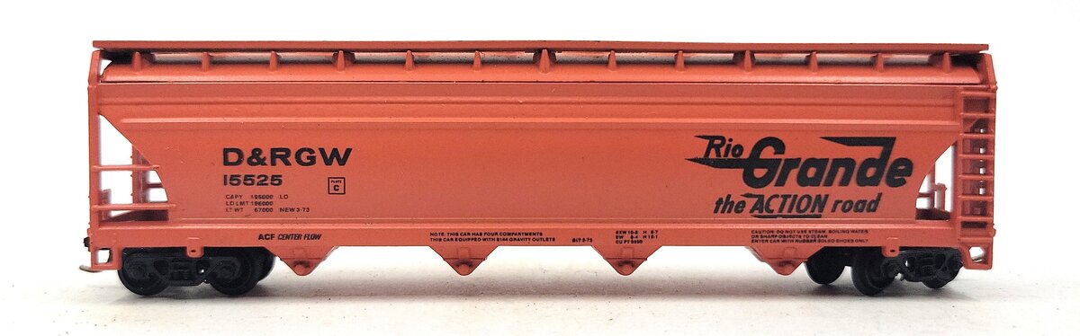 Atlas 3704 N Scale Denver & Rio Grande Western Centerflow Hopper #15525 LN/Box