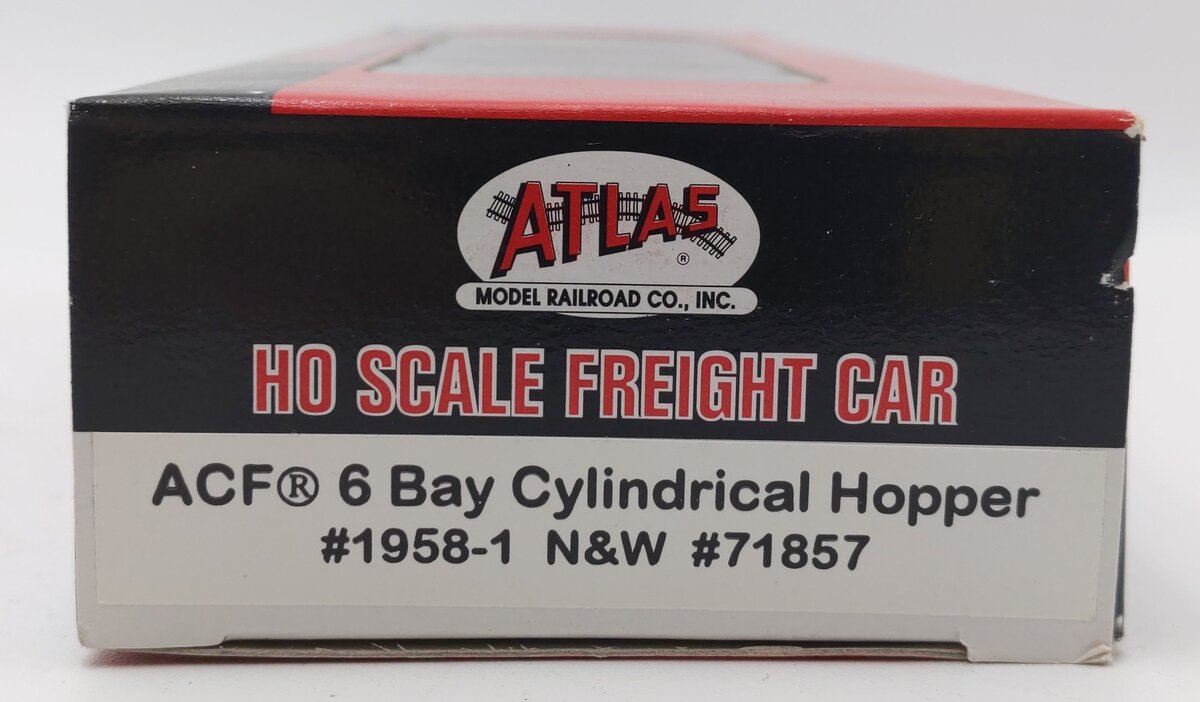 Atlas 1958-1 HO Scale Norfolk & Western ACF 6 Bay Cylindrical Hopper #71857 EX/Box