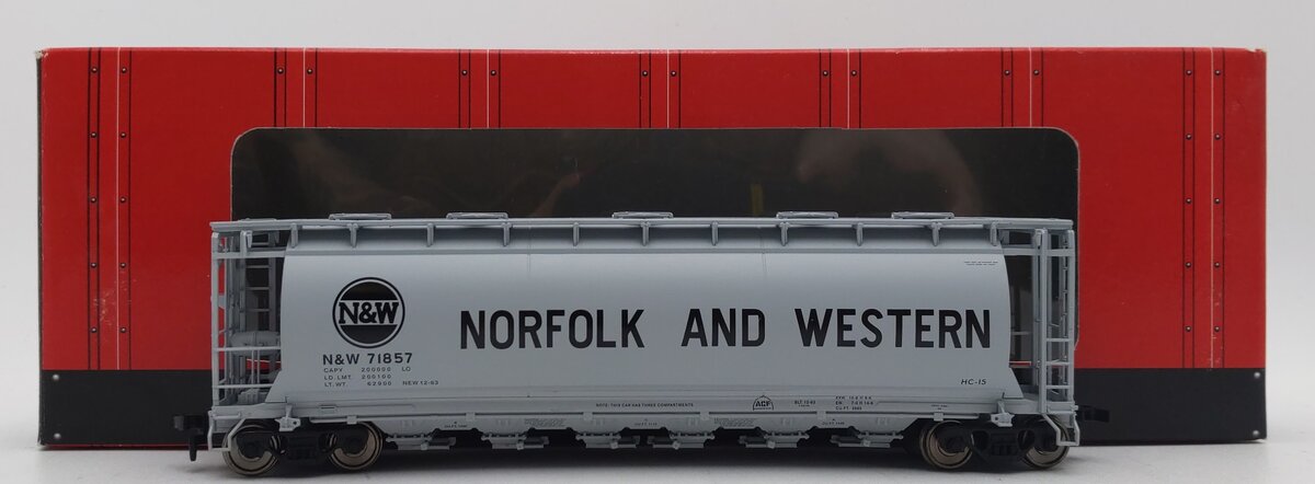 Atlas 1958-1 HO Scale Norfolk & Western ACF 6 Bay Cylindrical Hopper #71857 EX/Box