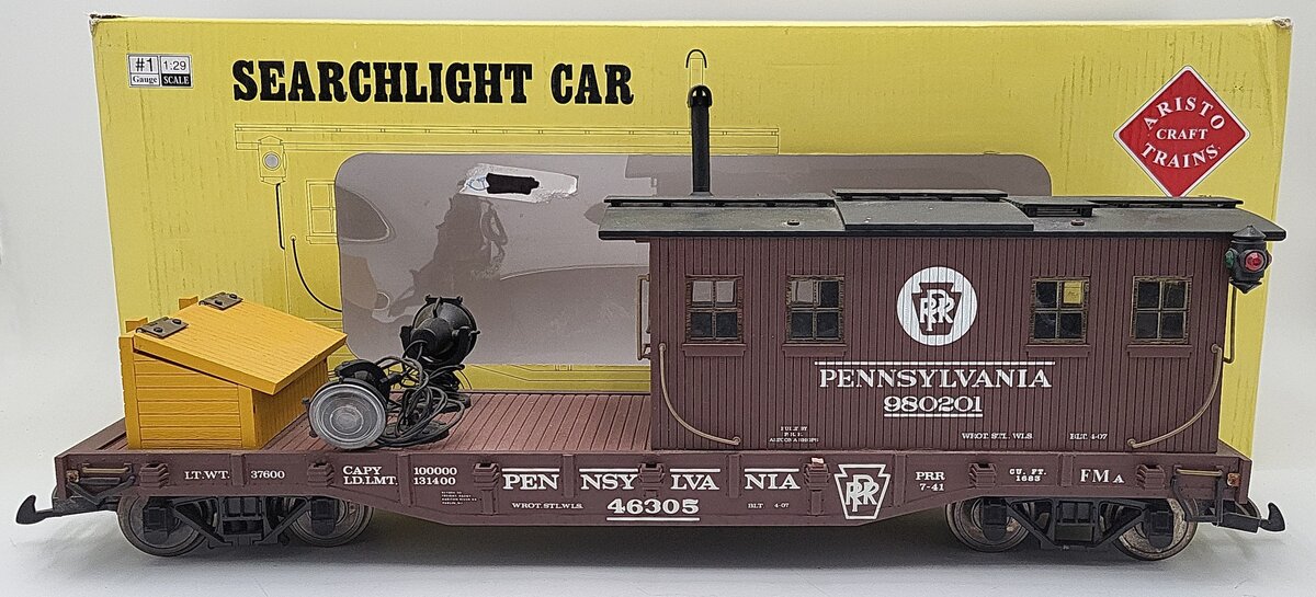 Aristo-Craft 46361 G Scale Pennsylvania Searchlight Car - Metal Wheels VG/Box