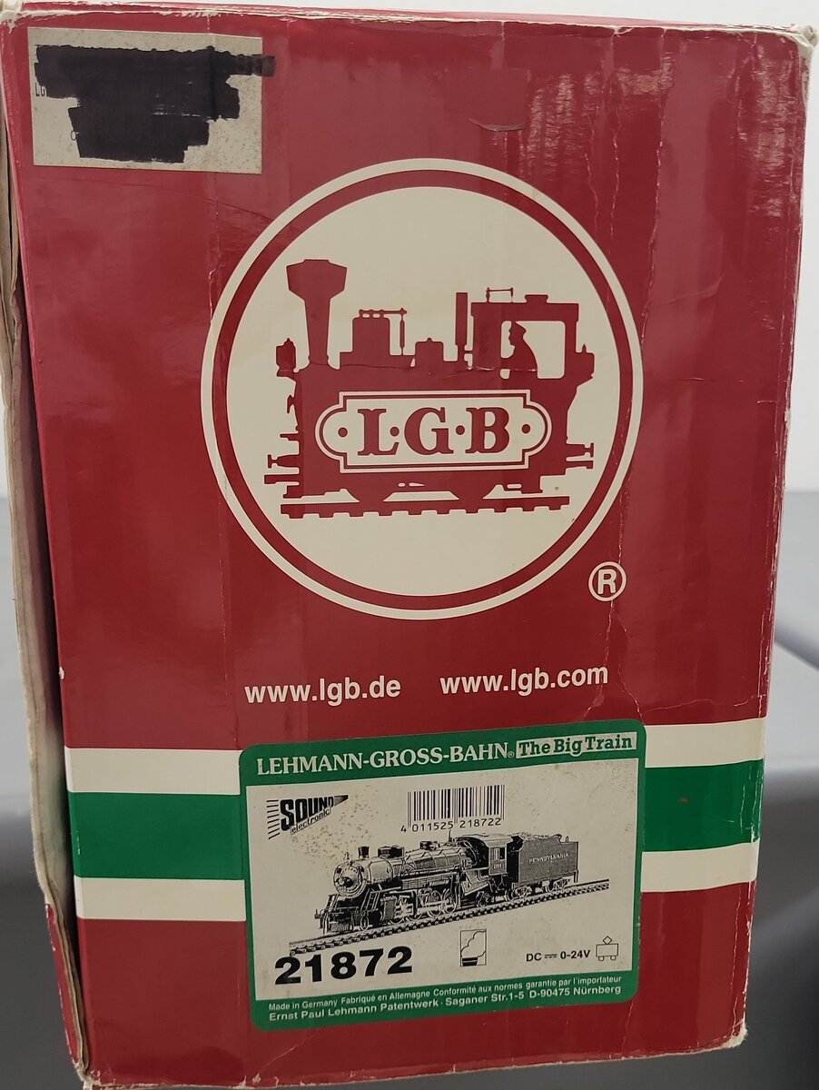 LGB 21872 G Scale PRR 2-8-2 Mikado Steam Locomotive & Tender #2809 with Sound EX/Box