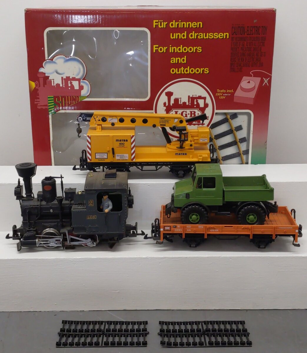 LGB 72402 G Scale Steam Starter Work Train Set EX/Box