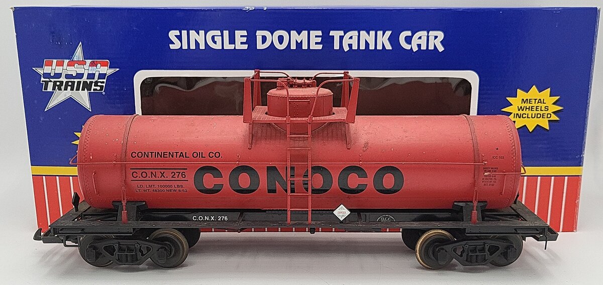 USA Trains R15115 G Scale Conoco 10,000 Gallon Tank Car w/ Metal Wheels VG/Box