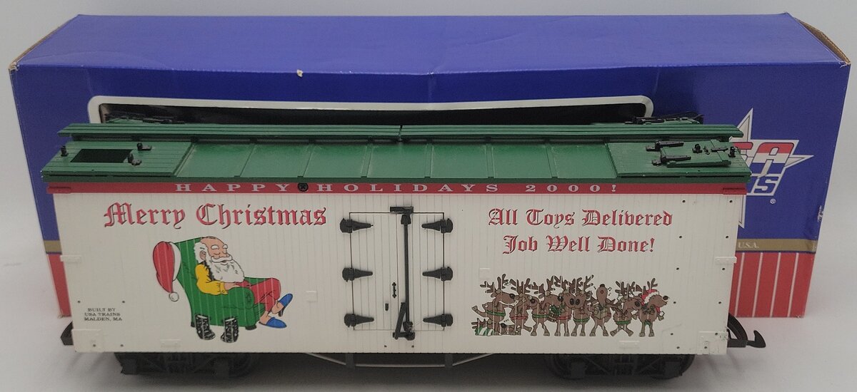 USA Trains R13018 G Scale Christmas Boxcar #2000 VG/Box