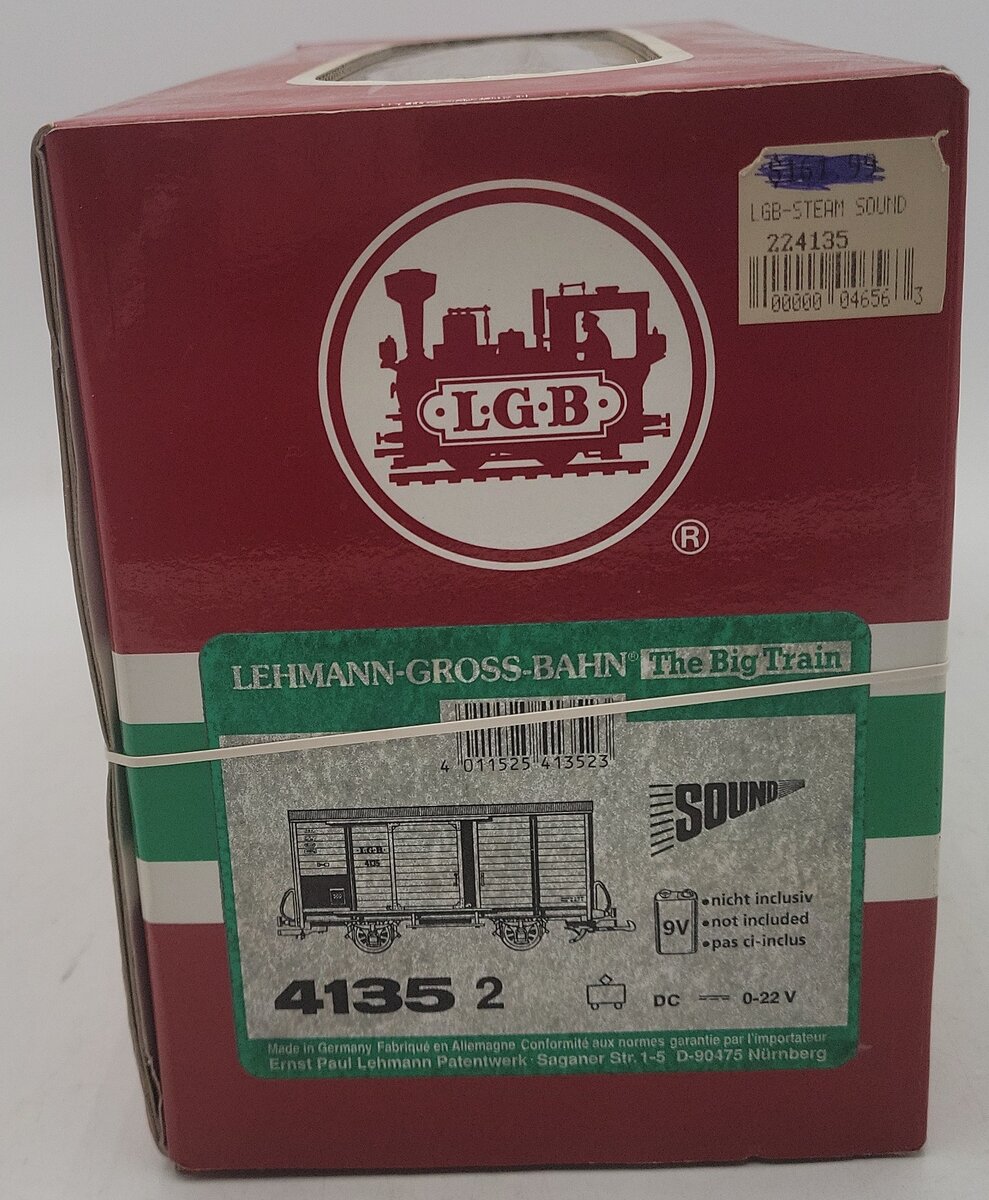 LGB 4531 G Scale Boxcar #4135 W/ Sounds EX/Box