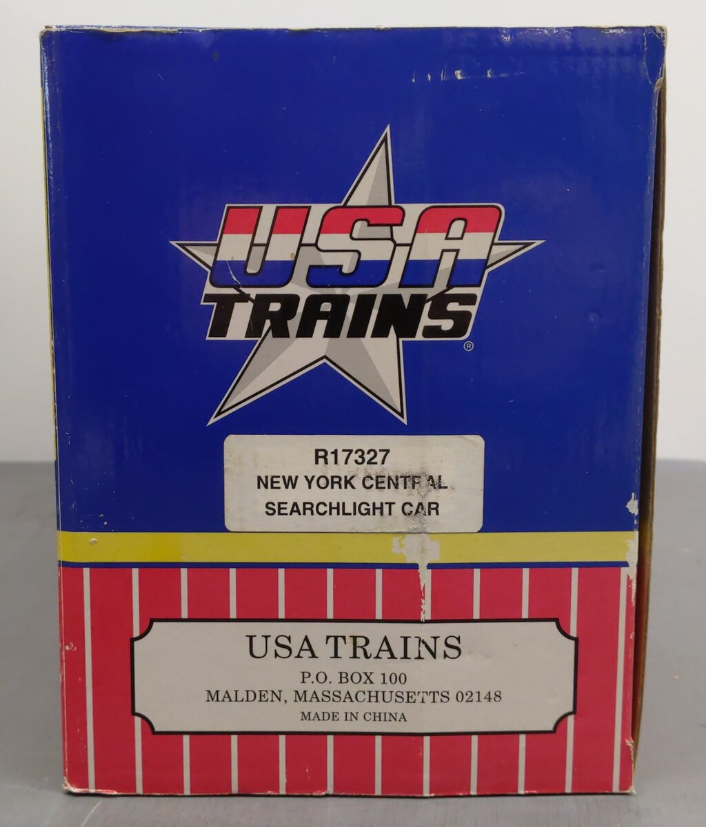 USA Trains R17327 G New York Central Depressed-Center Flat Car with Searchlight EX/Box