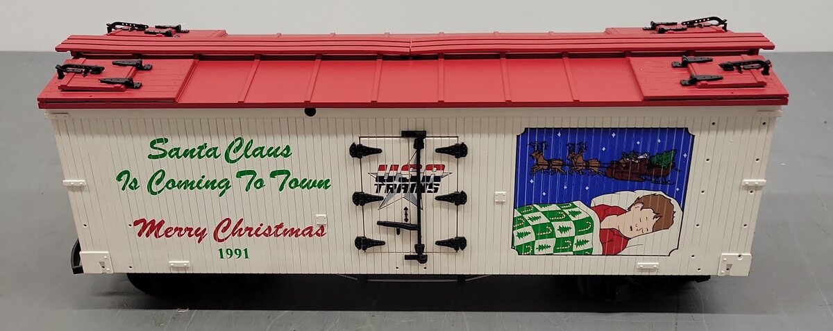 USA Trains R1300 G Scale Christmas 1991 Santa Is Coming To Town Reefer Car EX/Box