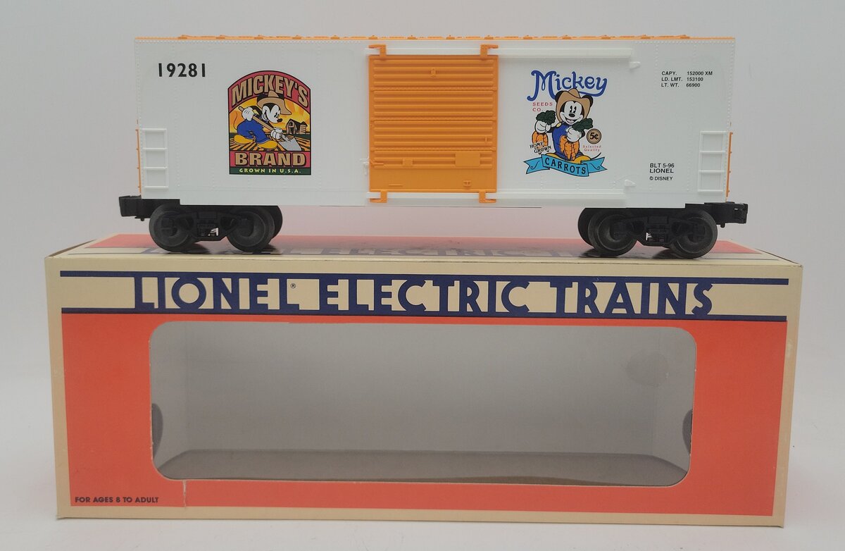 Lionel 6-19281 O Gauge Mickeys Carrots Hi-Cube Boxcar #19281 EX/Box
