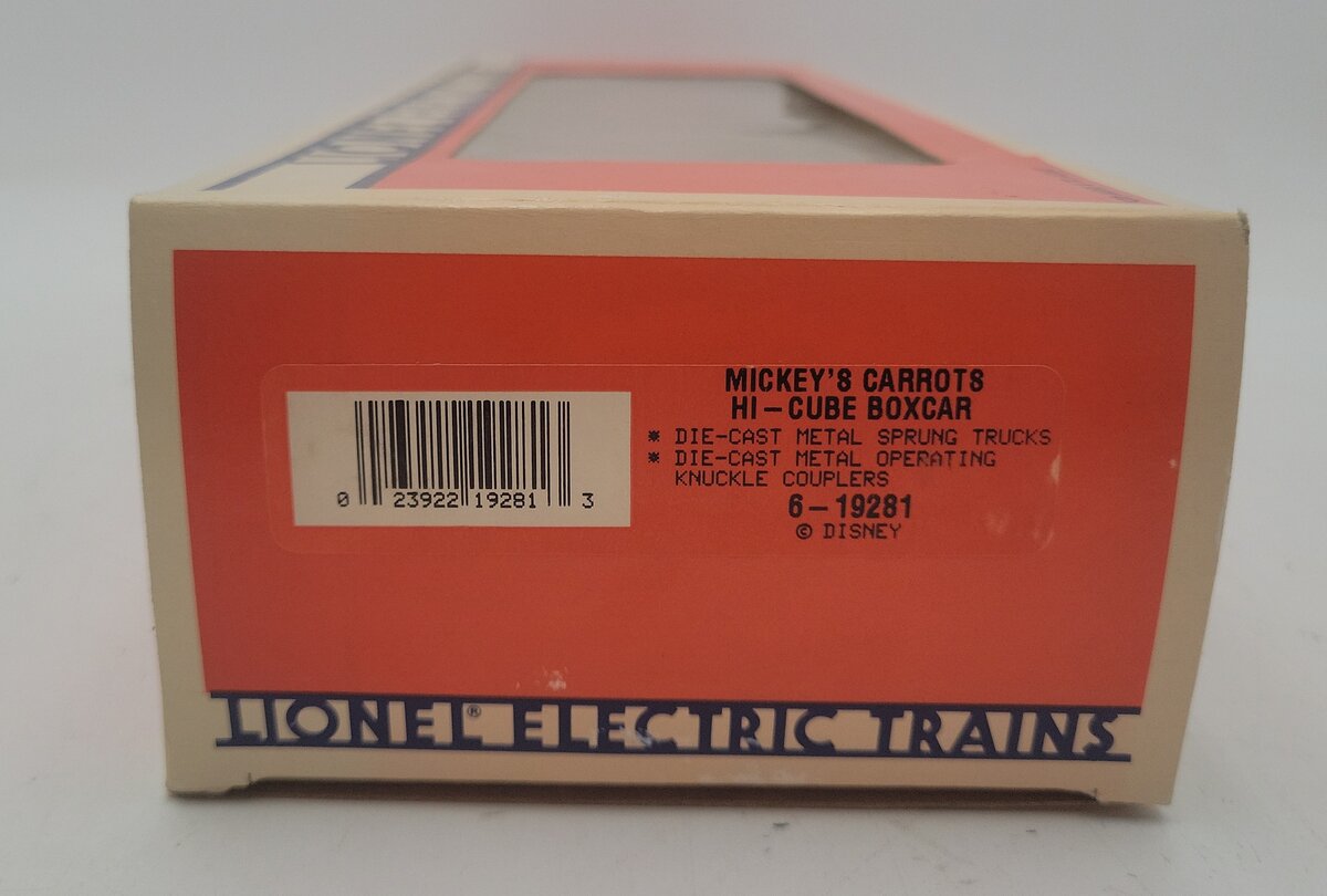 Lionel 6-19281 O Gauge Mickeys Carrots Hi-Cube Boxcar #19281 EX/Box
