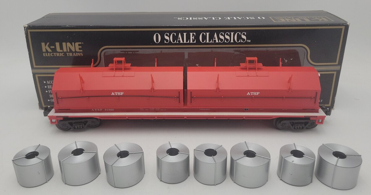 K-Line K676-1052 "O-Gauge" ATSF Scale Classic Coil Car w/ Load #91960 (3-Rail) EX/Box