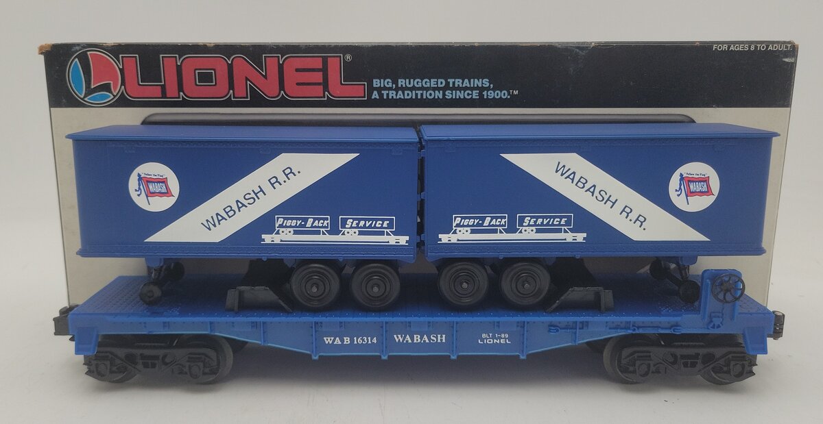 Lionel 6-16314 O Gauge Wabash Flatcar with Wabash Trailers #16314 EX/Box