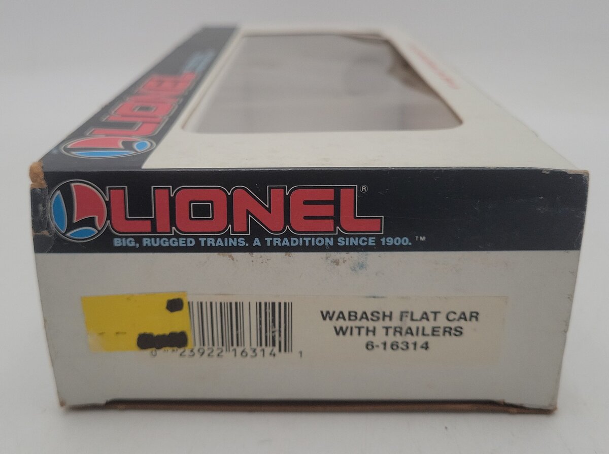 Lionel 6-16314 O Gauge Wabash Flatcar with Wabash Trailers #16314 EX/Box