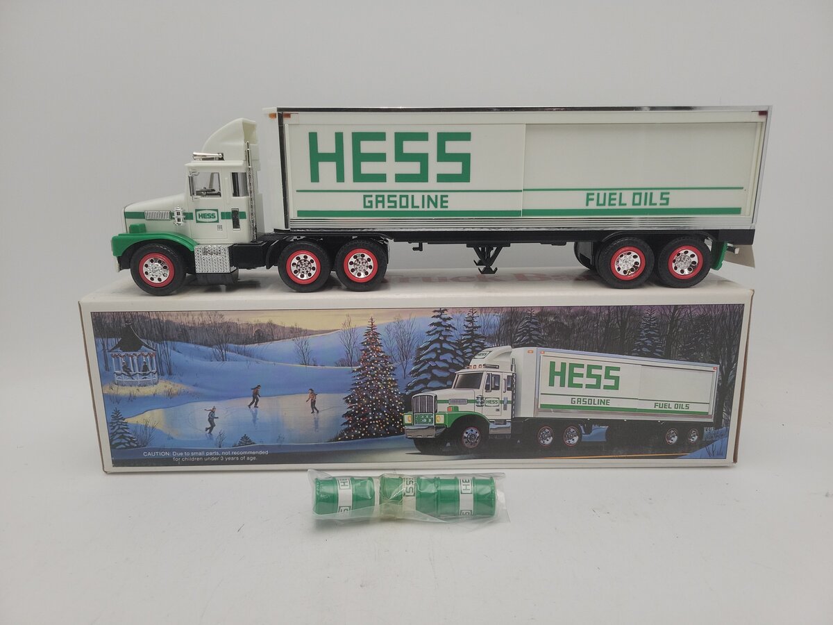 Hess 1987 Toy Truck Bank w/ Barrels EX/Box