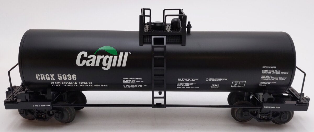 Lionel 6-17926 O Gauge Cargill Unibody Tank Car #5836 EX/Box