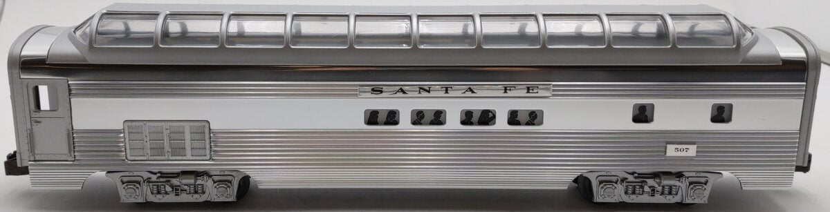 Lionel 6-19128 O Gauge Santa Fe Aluminum Full Vista Dome Car #507 EX/Box