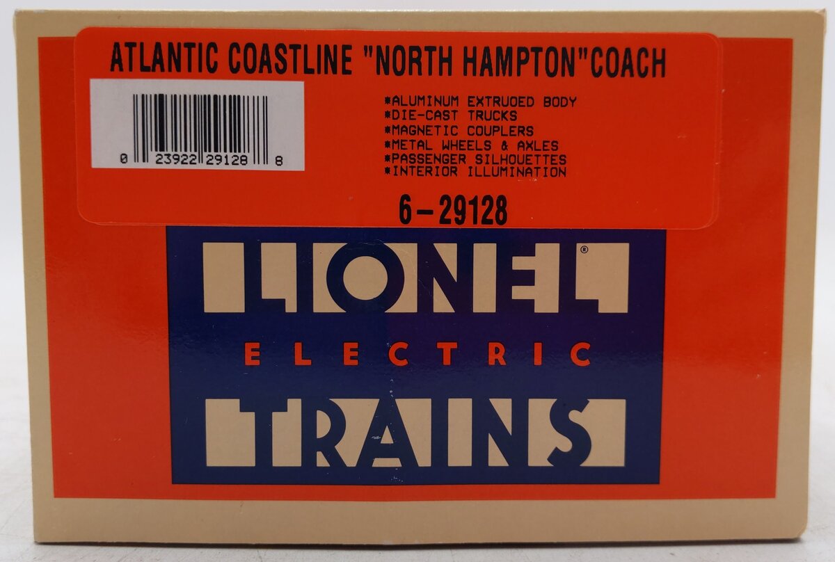 Lionel 6-29128 O Gauge Atlantic Coast Line "North Hampton" Aluminum Coach Car EX/Box